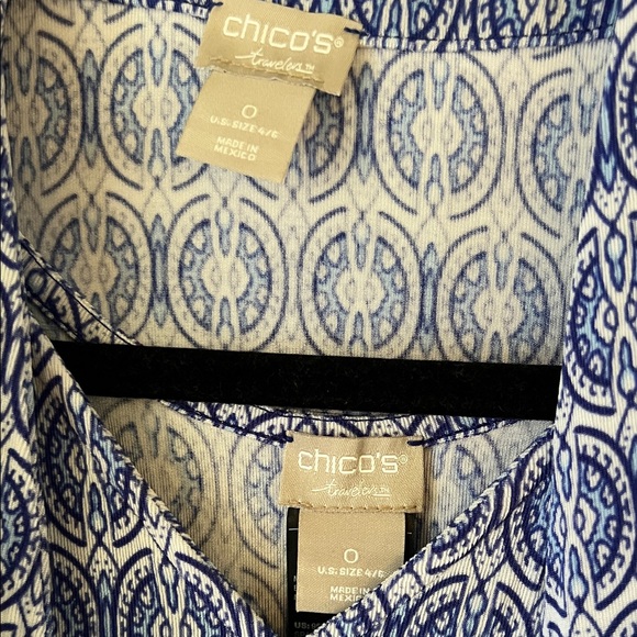 Chico's Blue and White Patterned Blazer - Picture 2 of 4